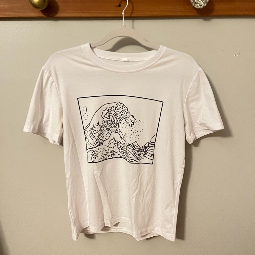 Wave Design White T-Shirt